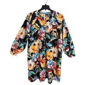 Vero Moda Curve  size 16 Floral Silk Blend Button-Up Dress W/ Billowy Sleeves